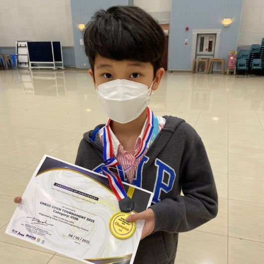 Ryan Tan U12 Champion USMKKJ Chess Open 2023 - Coach Alfa